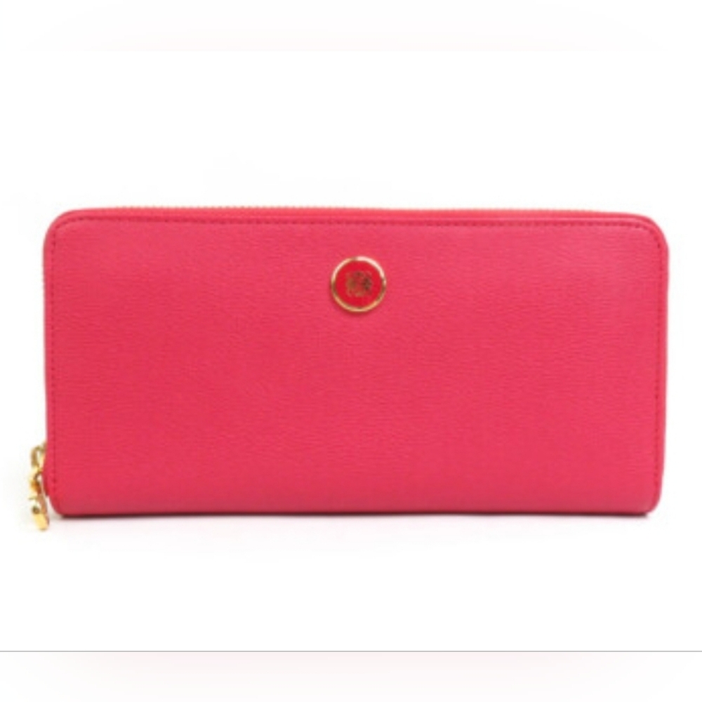 LOEWE Zip Around Long Wallet Pink/Red Anagram Leather Wallet - Picture 1 of 15